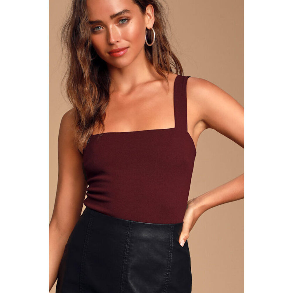 Lulus Basics Symbolize Burgundy Sleeveless Bodysuit Red - Size XS